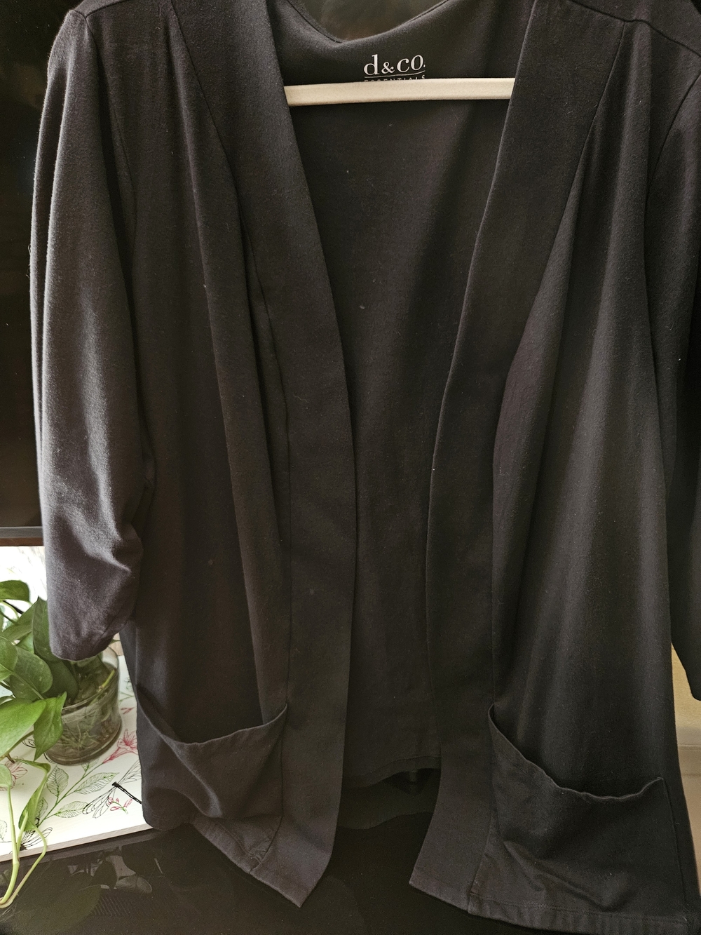 Essentials By Denim and Co. Black Open Cardigan